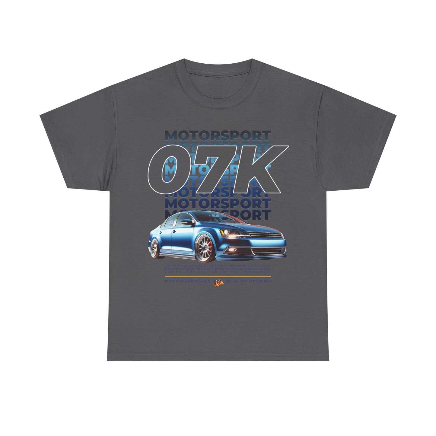 07K Motorsport Mk6 Sedan Enthusiast EXCLUSIVE FRONT PRINT Graphic Tee Shirt Blue/Silver FAN ART