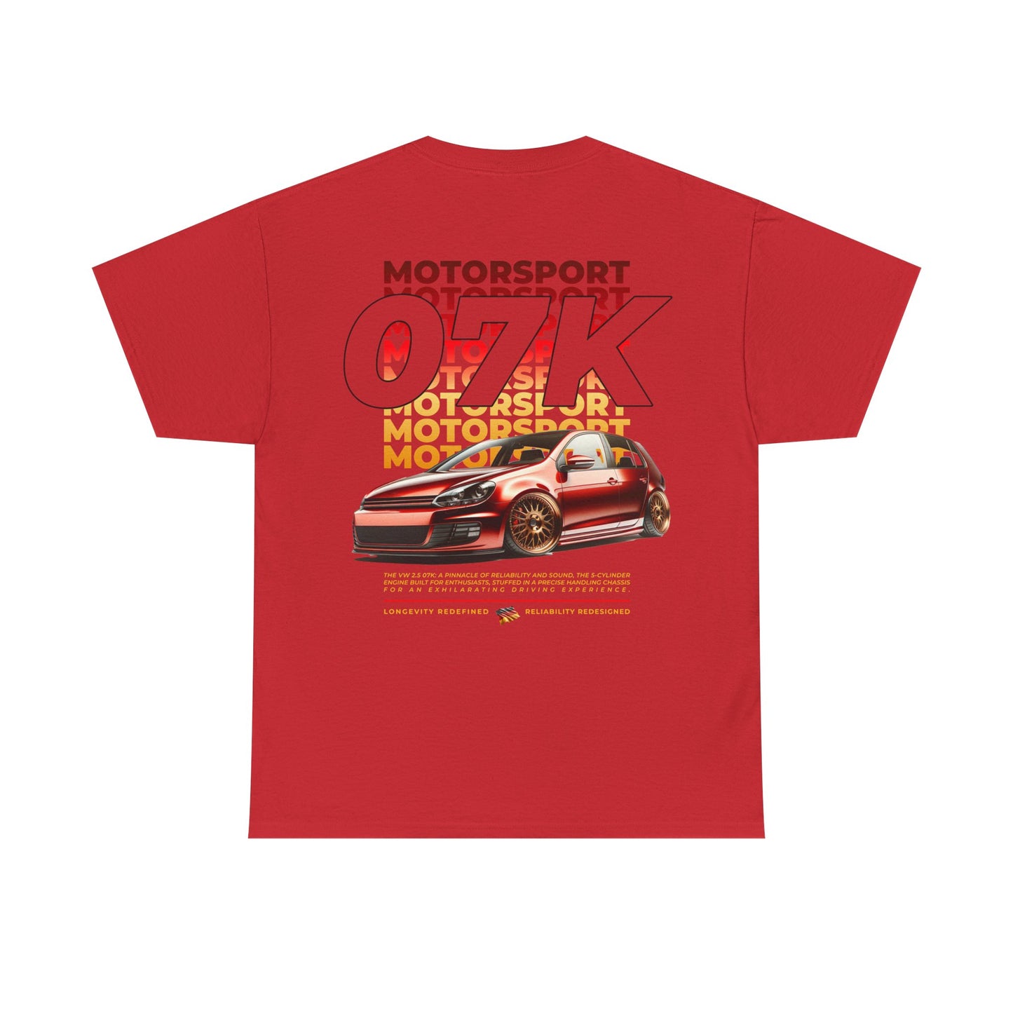 07K Motorsport Mk6 Hatch Enthusiast Graphic Tee Shirt Red/Gold FAN ART