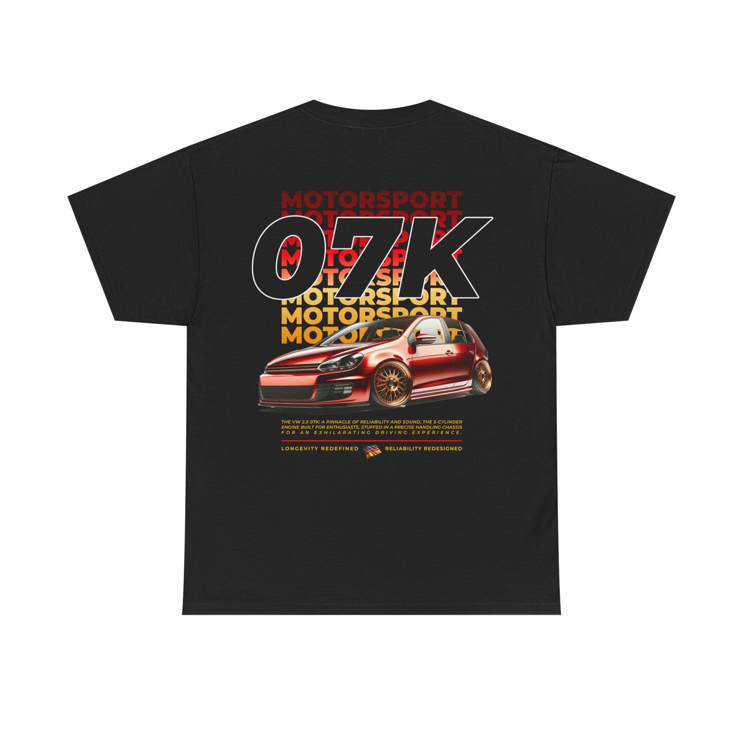 07K Motorsport Mk6 Hatch Enthusiast Graphic Tee Shirt Red/Gold FAN ART