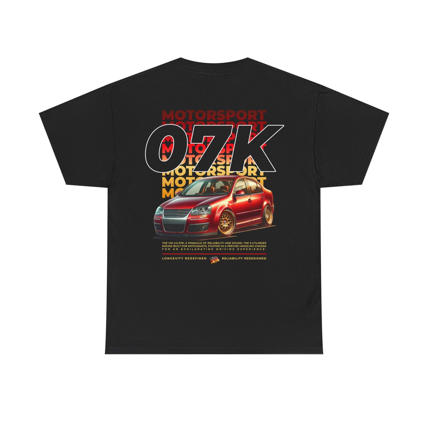 07K Motorsport Mk5 Sedan Enthusiast Graphic Tee Shirt Red/Gold FAN ART