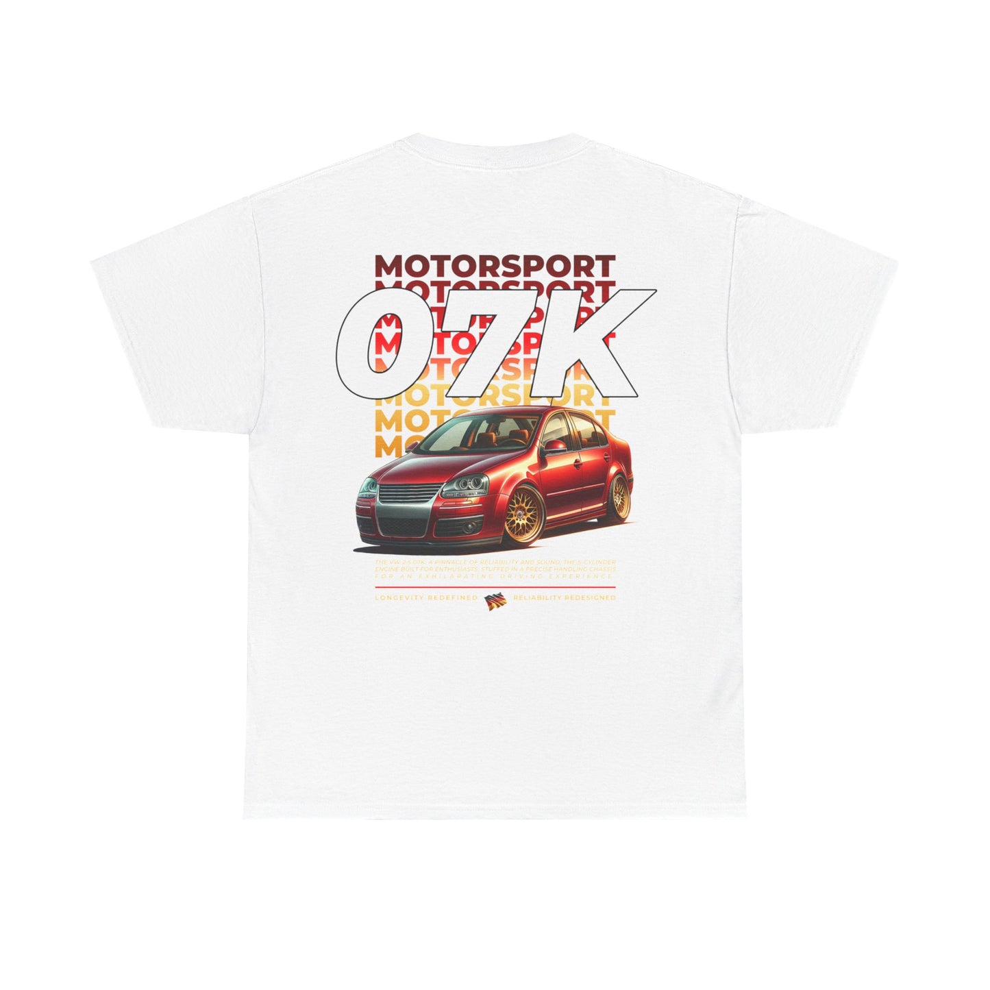 07K Motorsport Mk5 Sedan Enthusiast Graphic Tee Shirt Red/Gold FAN ART