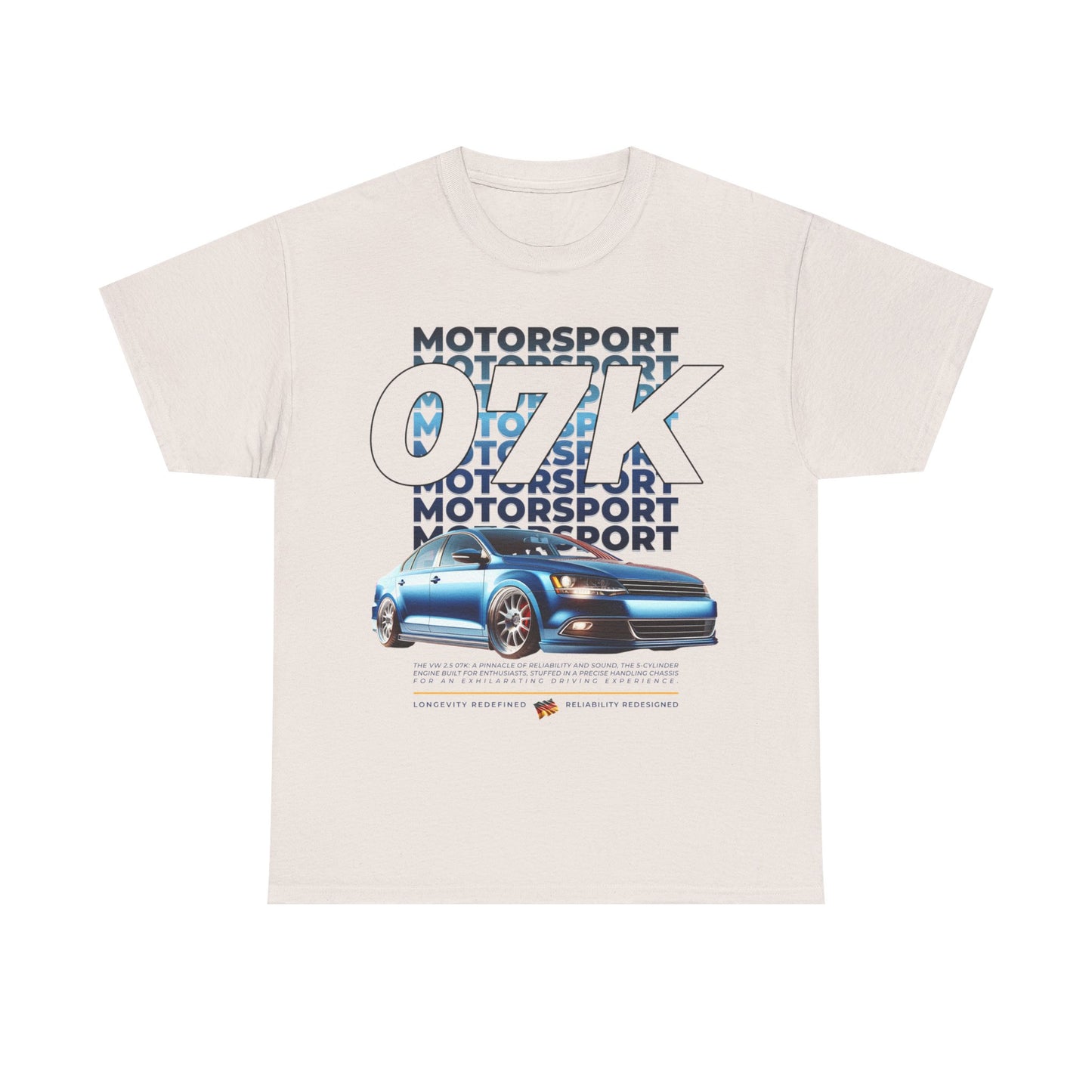 07K Motorsport Mk6 Sedan Enthusiast EXCLUSIVE FRONT PRINT Graphic Tee Shirt Blue/Silver FAN ART