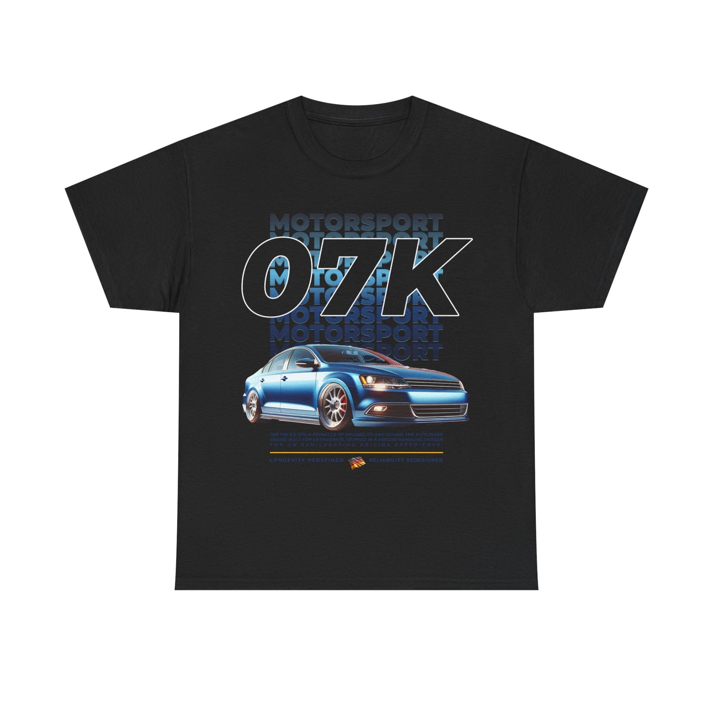 07K Motorsport Mk6 Sedan Enthusiast EXCLUSIVE FRONT PRINT Graphic Tee Shirt Blue/Silver FAN ART