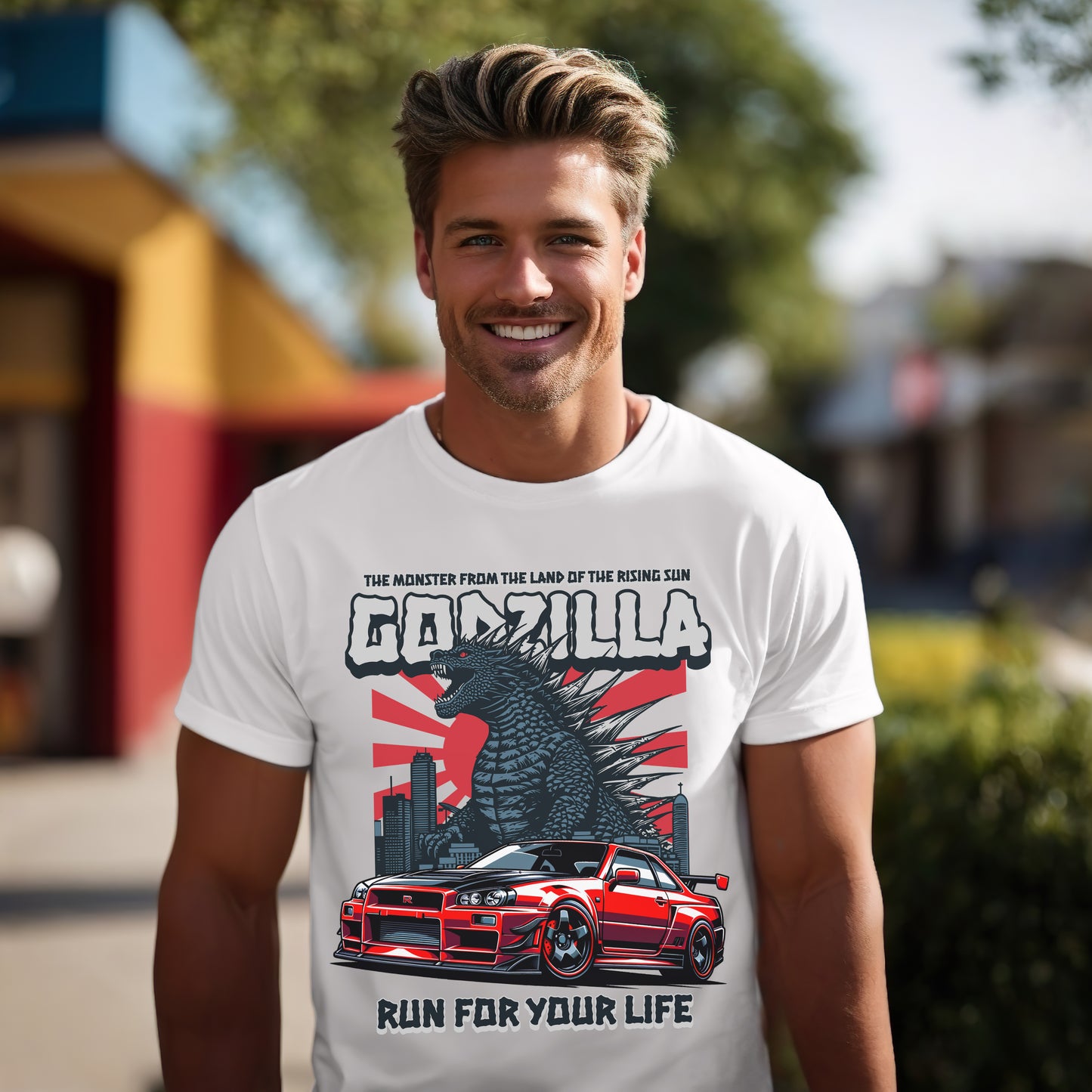 Godzilla R34 Nissan Skyline GTR Graphic Tee | Sci-Fi T Shirt
