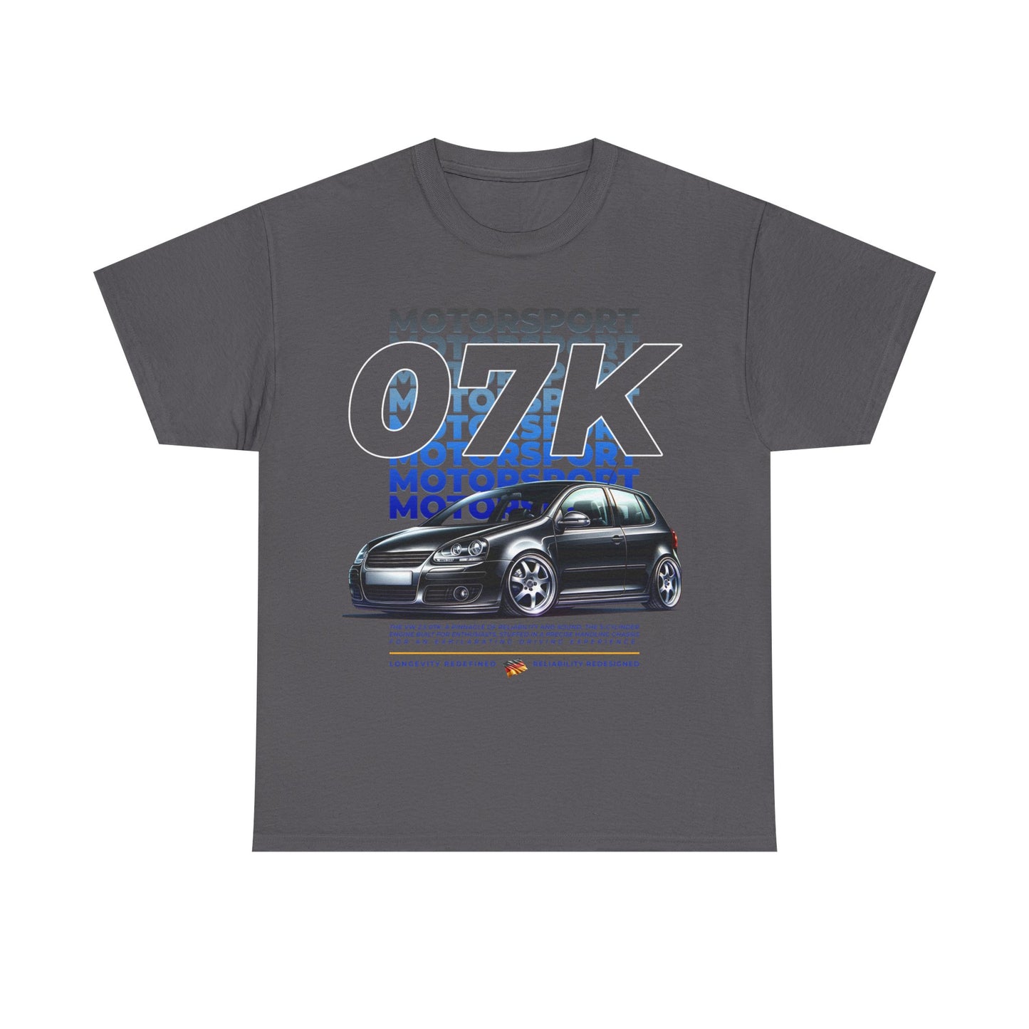 07K Motorsport Mk5 Hatch Enthusiast EXCLUSIVE FRONT PRINT Graphic Tee Shirt Black/Silver | FAN ART
