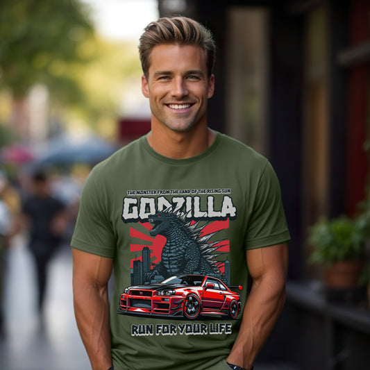 Godzilla R34 Nissan Skyline GTR Graphic Tee | Sci-Fi T Shirt