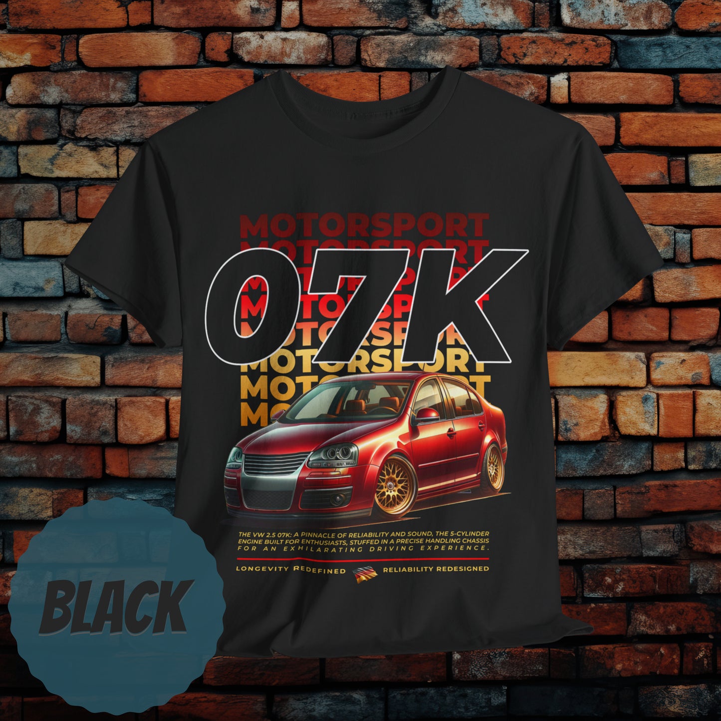 07K Motorsport Mk5 Sedan Enthusiast Graphic Tee Red/Gold