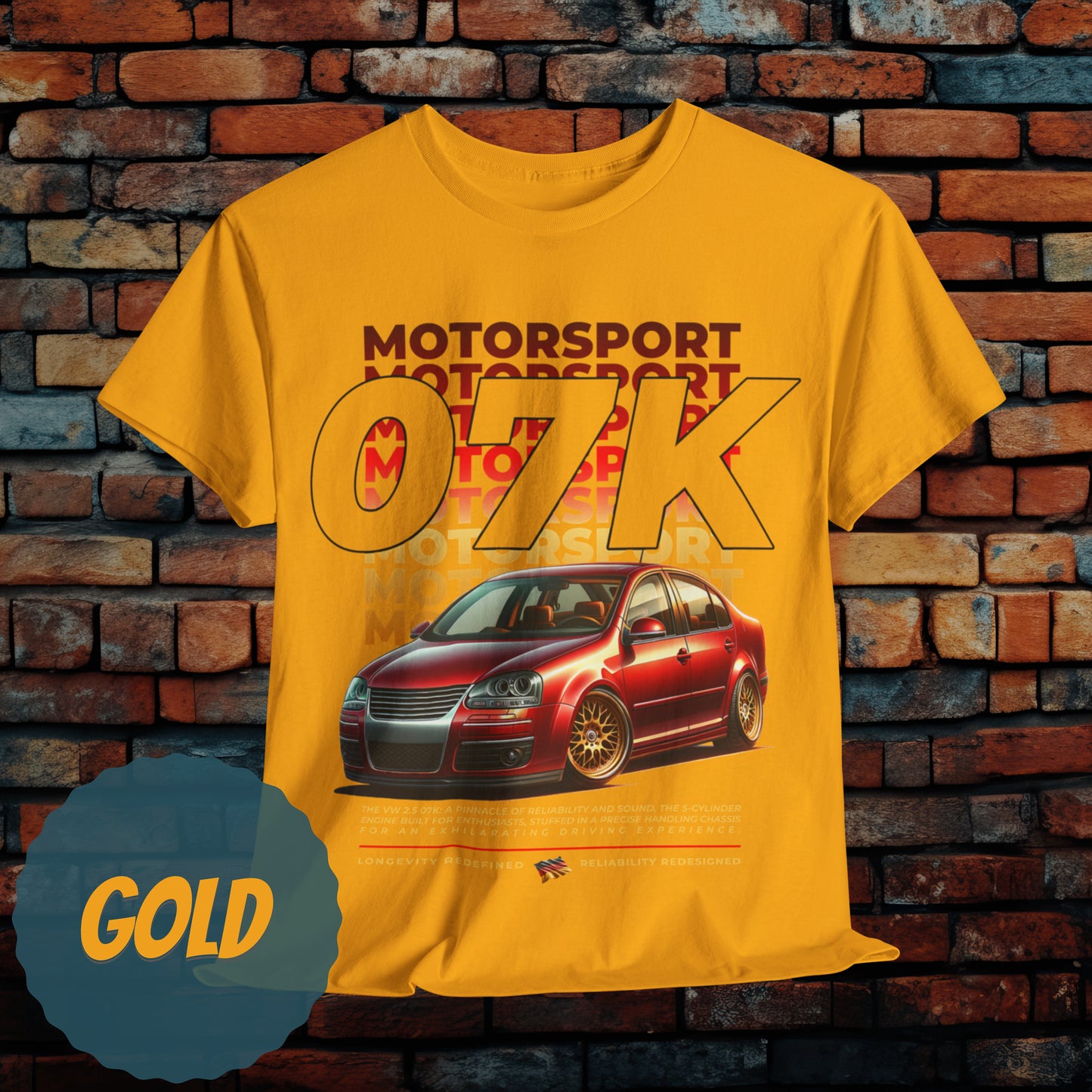 07K Motorsport Mk5 Sedan Enthusiast Graphic Tee Red/Gold