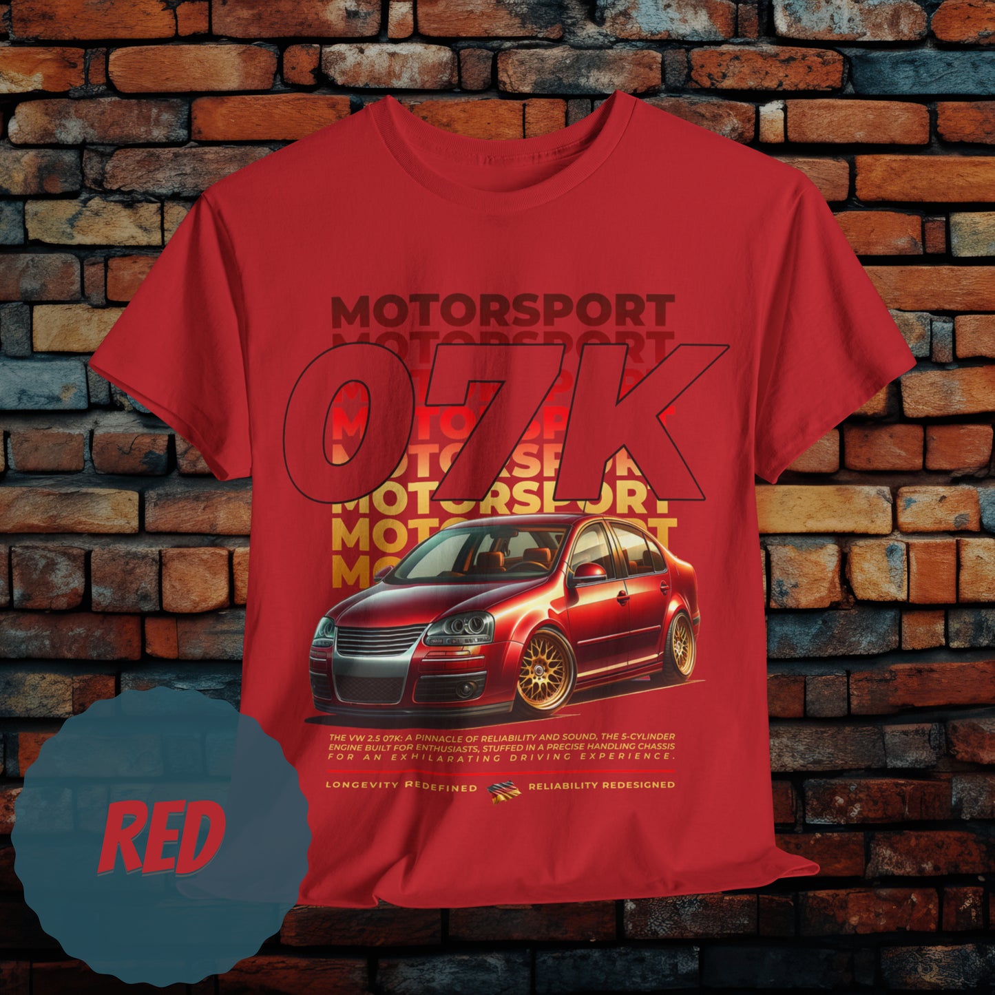 07K Motorsport Mk5 Sedan Enthusiast Graphic Tee Red/Gold