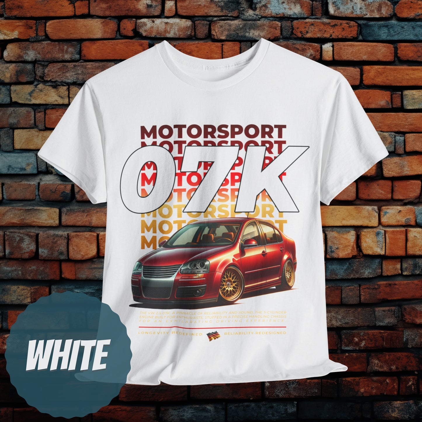 07K Motorsport Mk5 Sedan Enthusiast Graphic Tee Red/Gold